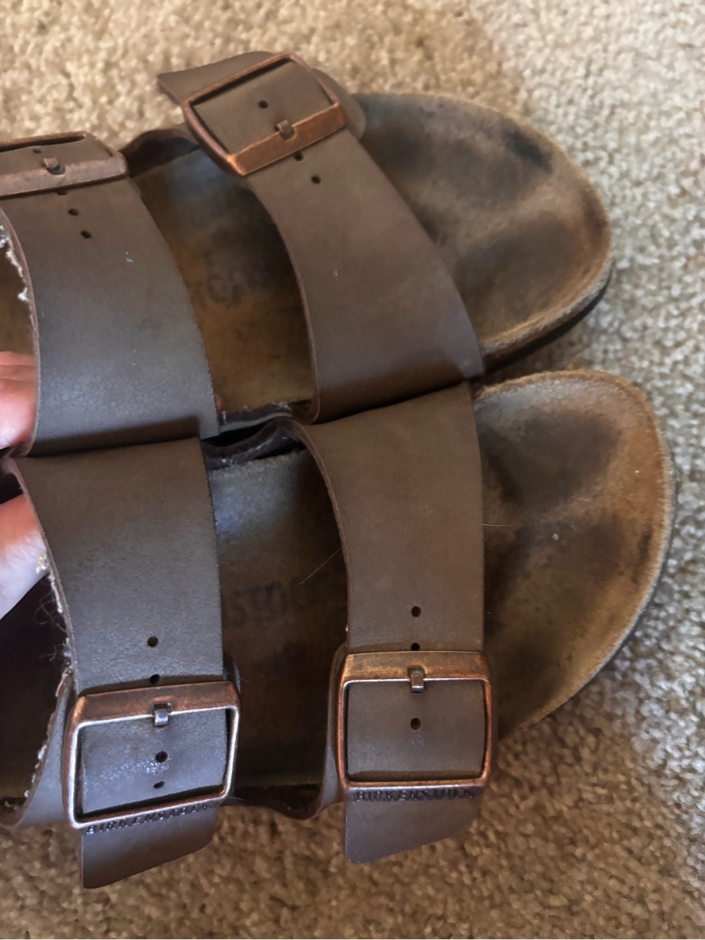 Birkenstock Brown Double-Strap Sandals with Copper Buckles - Picture 6 of 6